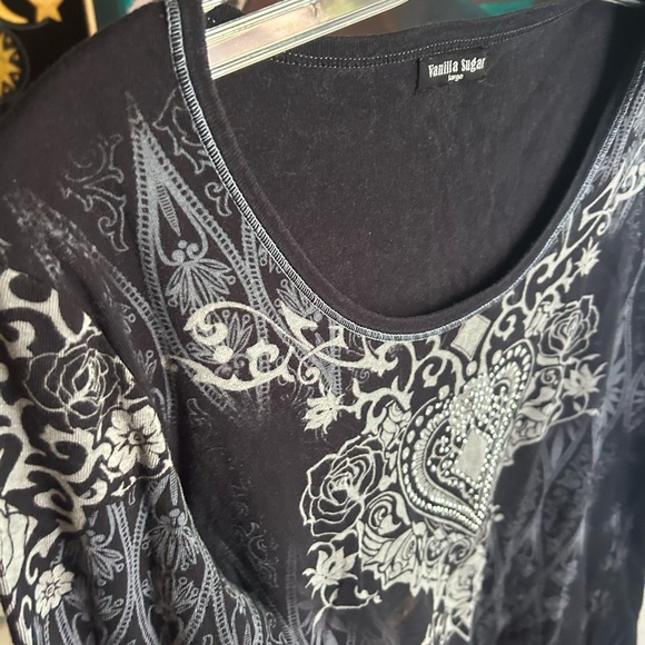 Vanilla Sugar Y2K Black and Gray Patterned Blouse Large - Picture 6 of 16